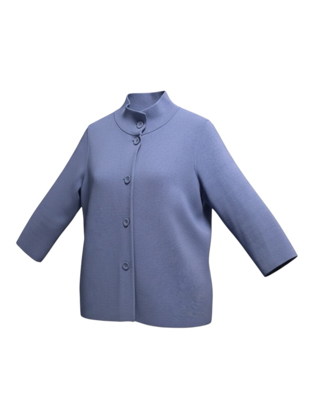 Talbots Blue Knit Button Down Mock Neck Sweater Jacket Cardigan Size M